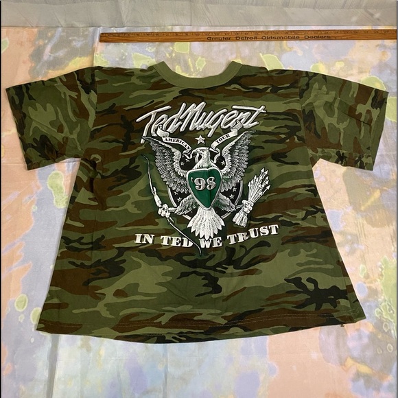 Vintage 1998 Ted Nugent Camouflage In Ted We Trust Tour Band Shirt Made in USA! - Picture 1 of 6